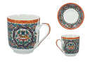 Kubek pokrywka i talerzyk porcelana orientalny wzór