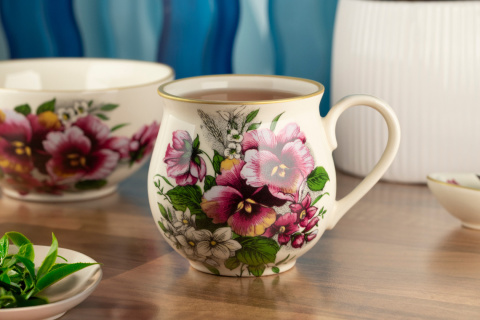 Kubek z Mieroszowa baniasty bratki beczułka kwiaty