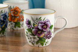 Kubek z motywem bratków do herbaty z Mieroszowa