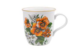 Kubek z motywem bratków do herbaty z Mieroszowa