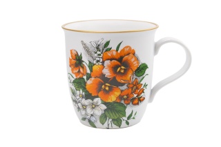 Kubek z motywem bratków do herbaty z Mieroszowa