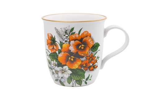 Kubek z motywem bratków do herbaty z Mieroszowa