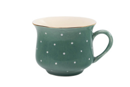 Kubek kawowy babuni w kolorze zielonym w groszki