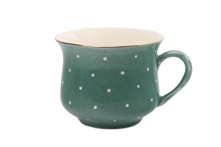 Kubek kawowy babuni w kolorze zielonym w groszki