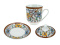 Kubek porcelanowy z pokrywką i talerzykiem orientalny wzór