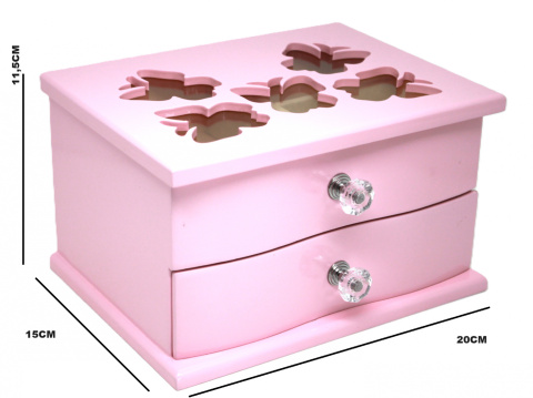 Pudełko drewniane szkatułka na biżuterię skrzynka motyle