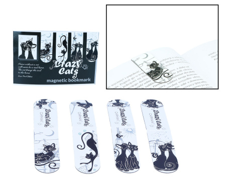 Zakładka do książki magnetyczna kpl 4 szt koci świat Carmani