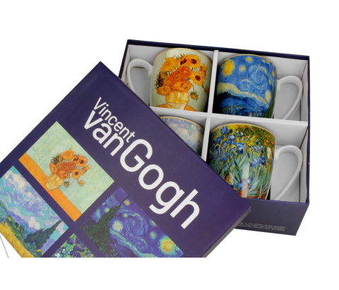4 kubki V. Van Gogh na prezent 350 ml słoneczniki irysy