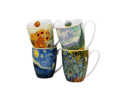 4 kubki V. Van Gogh na prezent 350 ml słoneczniki irysy