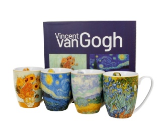 4 kubki V. Van Gogh na prezent 350 ml słoneczniki irysy