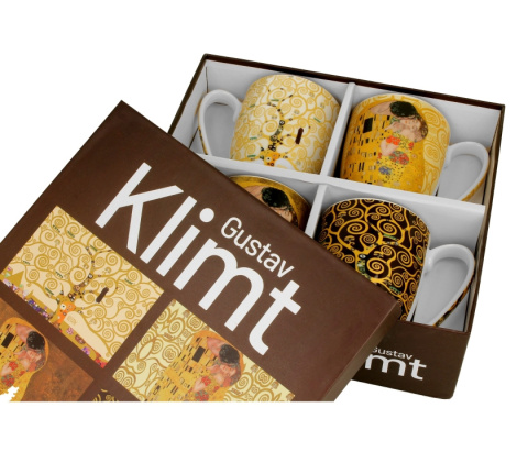 Kubki zestaw 4 szt Klimt prezent malarstwo kiss drzewo życia