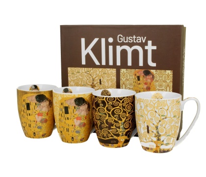 Kubki zestaw 4 szt Klimt prezent malarstwo kiss drzewo życia
