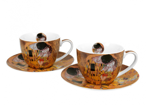 Zestaw dwie filiżanki ze spodkami do kawy Klimt Pocałunek