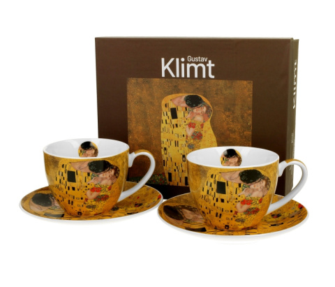 Zestaw dwie filiżanki ze spodkami do kawy Klimt Pocałunek