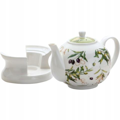 Dzbanek na podgrzewaczu imbryk porcelanowy oliwki 1,1 l