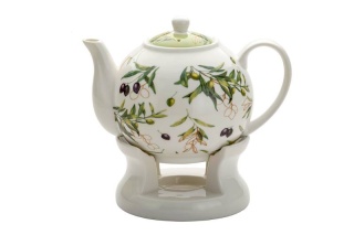 Dzbanek na podgrzewaczu imbryk porcelanowy oliwki 1,1 l