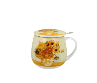 Kubek z zaparzaczem do kawy baryłka Van Gogh słoneczniki