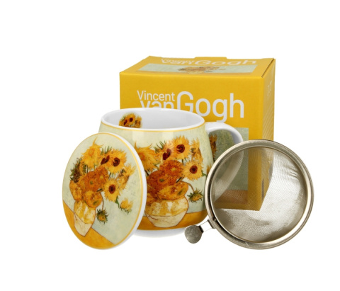 Kubek z zaparzaczem do kawy baryłka Van Gogh słoneczniki