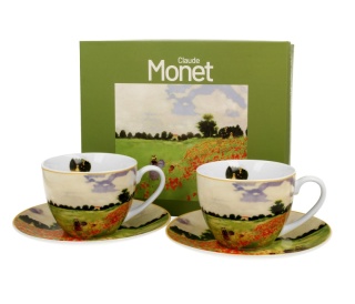 2 filiżanki ze spodkami Monet poppy field na urodziny