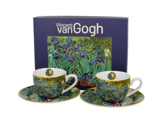 Filiżanki spodki espresso 2 szt Van Gogh Irysy kwiaty