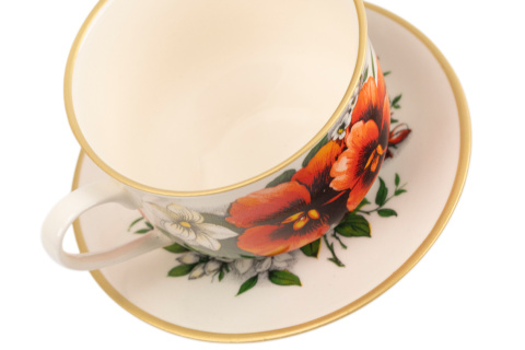 Filiżanka + spodek bratki kwiat Mieroszów polska