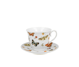 Filiżanka do kawy ze spodkiem porcelana butterflies motyle