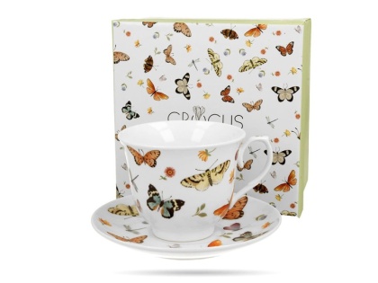 Filiżanka do kawy ze spodkiem porcelana butterflies motyle