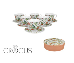 Filiżanki do kawy ze spodkami 6 szt prezent ptaki na gałęzi