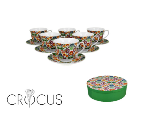 Filiżanki do kawy ze spodkami 6 szt na urodziny Łowicz