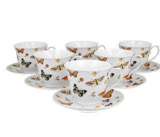 Filiżanki do kawy ze spodkami 6 szt butterflies motyle