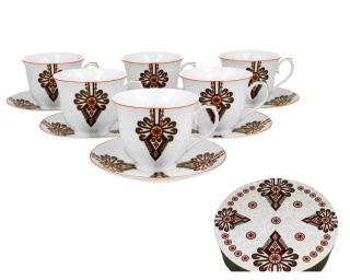 Filiżanki do kawy ze spodkami 6 szt na urodziny parzenica