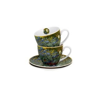 2 filiżanki ze spodkami Gogh Irysy malarstwo do herbaty