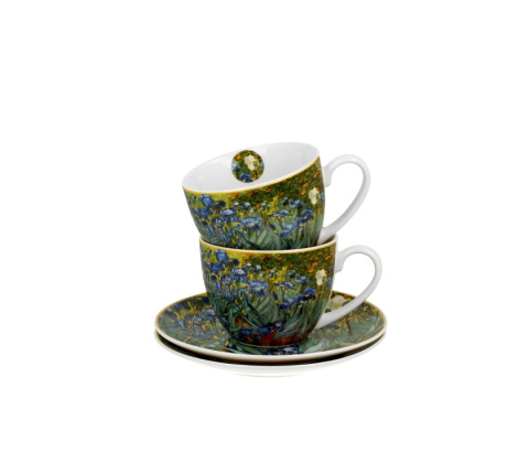 2 filiżanki ze spodkami Gogh Irysy malarstwo do herbaty