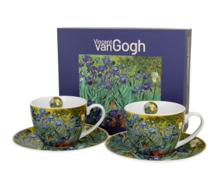 2 filiżanki ze spodkami Gogh Irysy malarstwo do herbaty
