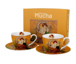 Dwie filiżanki ze spodkami Mucha Topaz na urodziny do kawy