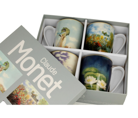 4 kubki kubek Monet na urodziny malarstwo maki do kawy