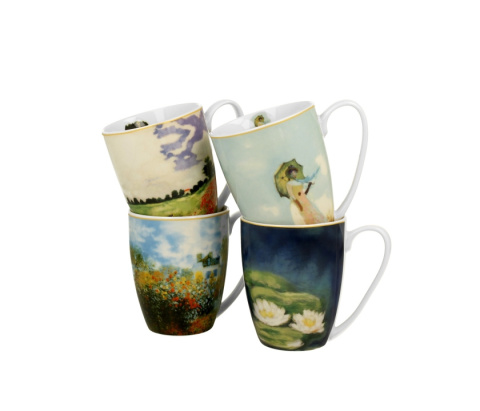 4 kubki kubek Monet na urodziny malarstwo maki do kawy