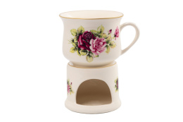 Kubek babuni róża Mieroszów na podgrzewaczu