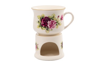 Kubek babuni róża Mieroszów na podgrzewaczu