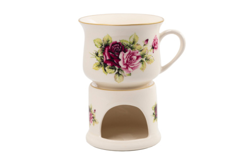 Kubek babuni róża Mieroszów na podgrzewaczu