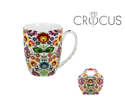 Kubek do herbaty kawy na prezent łowicz obwoluta porcelana