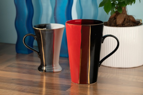 Kubek duży wysoki trio Mieroszów z ceramiki czarny