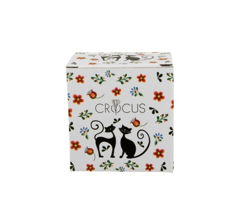 Kubek z zaparzaczem pokrywka do ziół Koty Etno porcelana