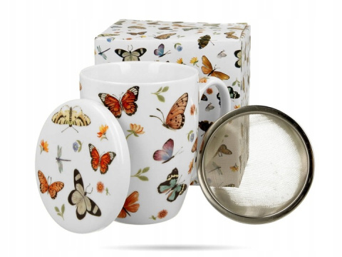 Kubek z zaparzaczem sitkiem do herbaty butterflies motyl
