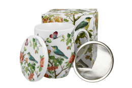 Kubek z zaparzaczem sitkiem do herbaty ptaki na gałęzi