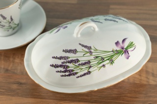 Maselnica na masło lawenda Mieroszów ceramika