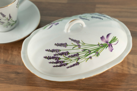 Maselnica na masło lawenda Mieroszów ceramika