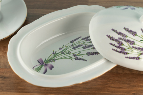 Maselnica na masło lawenda Mieroszów ceramika