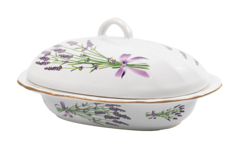 Maselnica na masło lawenda Mieroszów ceramika