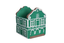 Osłonka na kwiaty ceramiczna domek doniczka zielona ozdoba